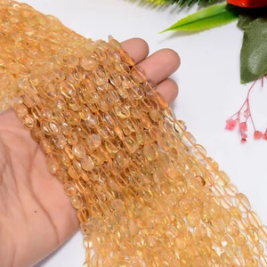 Natural Citrine Gemstone Oval Shape Smooth Beads 6X5 10X6 mm Strand 12.5" XY-857 - Picture 1 of 4