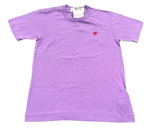 NEW Comme Des Garcons Play Mens Small Heart Logo SS T-Shirt Purple Size Medium - Picture 1 of 3