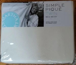 Martha Stewart Twin-Bettrock Piqué Baumwolle Vanille 16 Zoll Tropfen - Bild 1 von 4