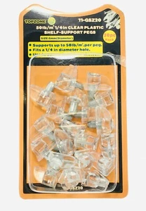 20 Pcs/pk Clear Transparent Plastic Shelf Support Pin Peg Cabinet Book Shelves - Picture 1 of 5