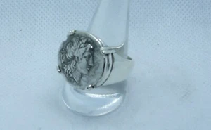 ANELLO MONETA ARGENTO 925 DRACMA COIN RING STERLING SILVER GRECIA ANTICA GREEK - Picture 1 of 5
