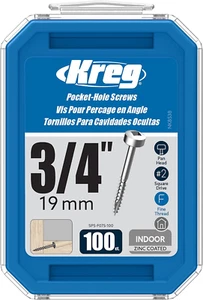Kreg SPS-F075-100 Zinc Pocket Screws, 3/4 Inch #6 Fine Thread, Pan Head (100 Cou - Picture 1 of 12