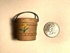 ⭐️ Vintage Dollhouse Miniature Wooden Bucket 1:12 One Yellow Painted Flower Dots