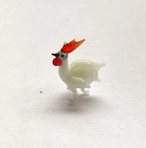 Hand Blown Glass Art Figurine Rooster Miniature Sculpture Home Decoration - Picture 1 of 6