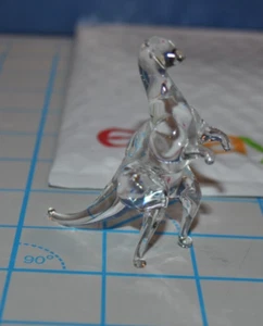VTG Miniature Clear art glass Dinosaur Hand Blown paperweight - Picture 1 of 3