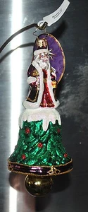 NEW RADKO Glass Christmas Ornament SERENE SOUND Santa Snow Gold Bell Tree - Picture 1 of 3