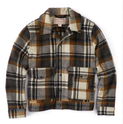 FILSON Mackinaw Wool Work Jacket Blue Coal Copper Heather Plaid Made In USA  XL - Image 1 of 4