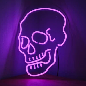 LED Totenkopf Neonlicht Schild Halloween Deko Spielzimmer Wanddeko Nachtlicht - Bild 1 von 6