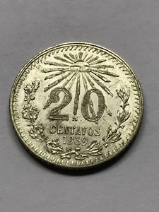 1939 Mexico 20 Centavos Silver XF #15049 - Picture 1 of 2