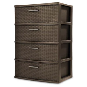 4 Drawer Wide Weave Tower Espresso - Picture 1 of 8