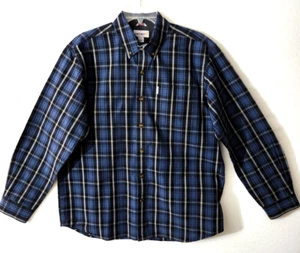 Carhartt Shirt Men’s Large Blue Black Plaid Relaxed Fit Long Sleeved Button Down - Picture 1 of 6