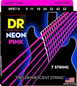 DR Handmade NPE7-9 Neon PINK Electric Guitar Strings 7-String set gauges 9-52 - Picture 1 of 2
