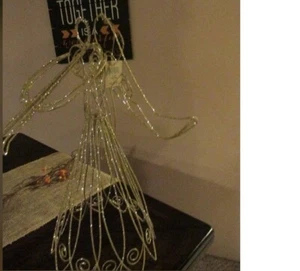 Holiday Christmas Gold Glittery Angel with Horn, Figurine21" Tall, 2 in Set NEW - Picture 1 of 5