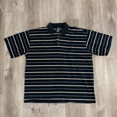 Camisa polo de golf a rayas negra talla grande manga corta Pebble Beach para hombre Foto 1 de 4