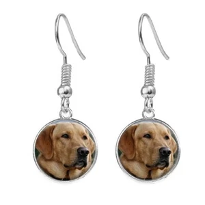 Personalised Labrador Retriever Photo Silver Plated Earrings Dog Birthday Gift - Picture 1 of 1
