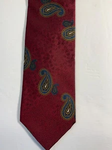 Silk Necktie Ferrel Reed Paisley Burgandy, blue, gold Switzerland 3 9/16” 59” - Picture 1 of 4