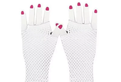 Hot Topic White Fishnet Gloves 80's 90's Fingerless Wrist - Image 1 of 4