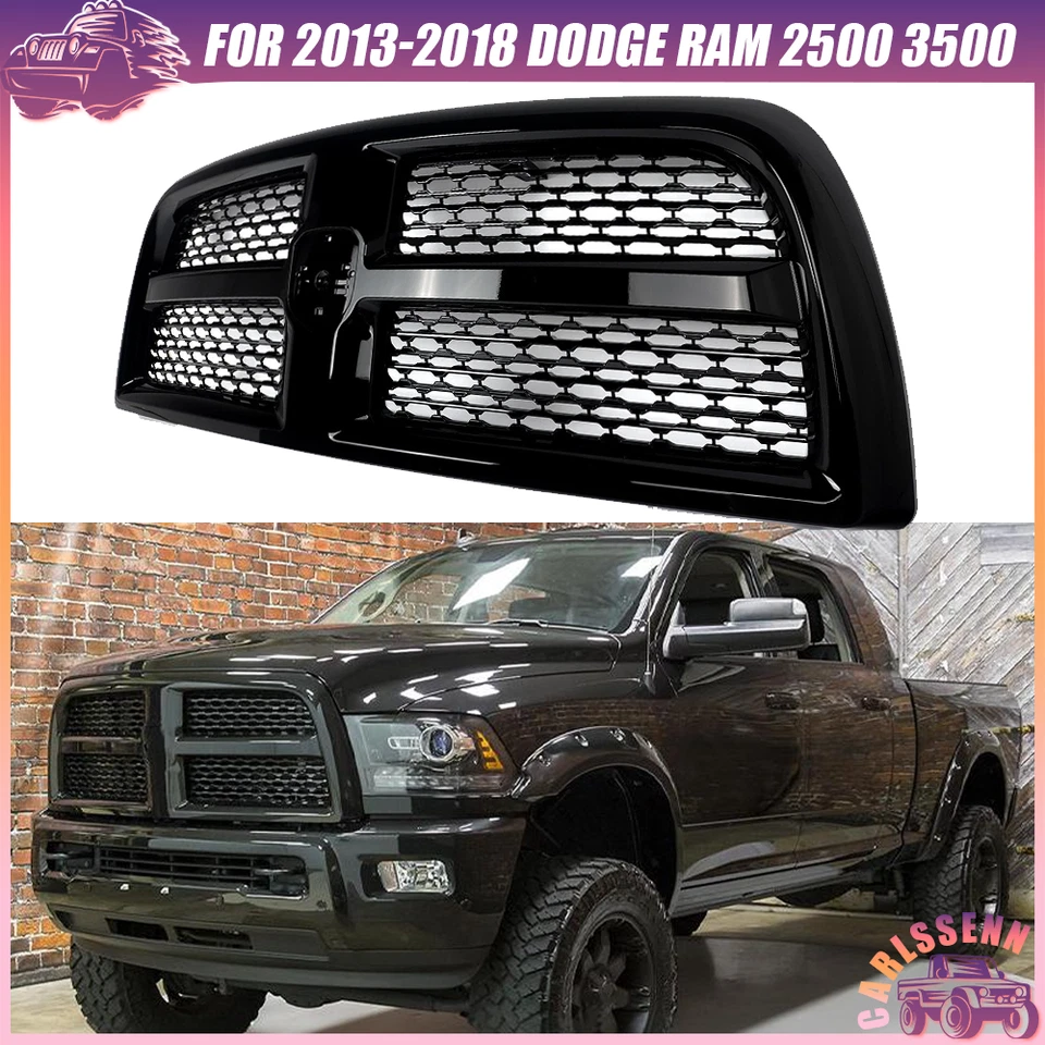 Grille Gloss Black For 2013-2018 Dodge Ram 2500 3500 Laramie Tradesman Big Horn Foto 1 de 4