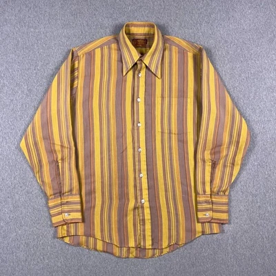 VTG Sears Shirt Mens Medium Kings Road Shop Striped Perma-Prest 70s - Image 1 of 4