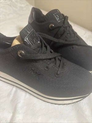 Michael Kors Billie Knit Trainer Fabric Leather Black Women's Sneaker 7m - Image 1 of 4