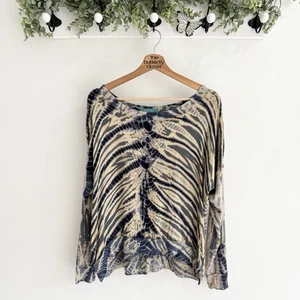 River + Sky Tie Dye Navy/Beige Long Sleeve Scoop Neck Top Size Small EE3197 - Picture 1 of 3