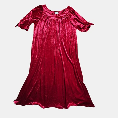 Vintage Appel Velvet Velour Night Dress 2XL Loungewear Retro Glam 70s 80s — 第 1/4 张图片