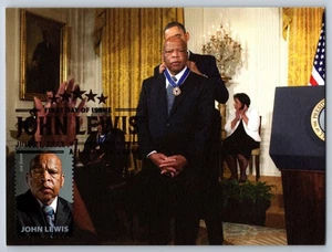 #5801 John Lewis FDC Maxi Card w/Pictorial Cancel President Obama - Picture 1 of 2