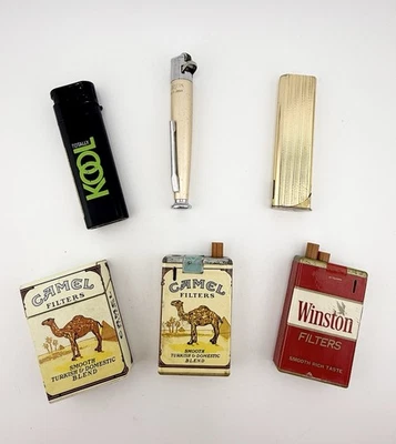 Lote de 6 encendedores de butano para piezas o reparación Camel Kool Winston Taper Flamex Foto 1 de 4