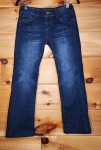 Delia's Reese Bootcut Low Rise Jeans Dark Wash Women's Size 3/4s Been Hemmed - Picture 1 of 17