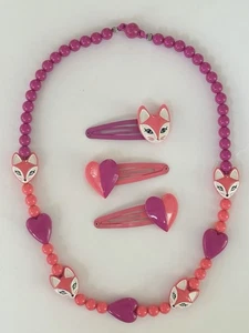 Gymboree Niñas Bosque Maravilla Collar Pinzas para el Cabello Zorro Púrpura Rosa - Imagen 1 de 2