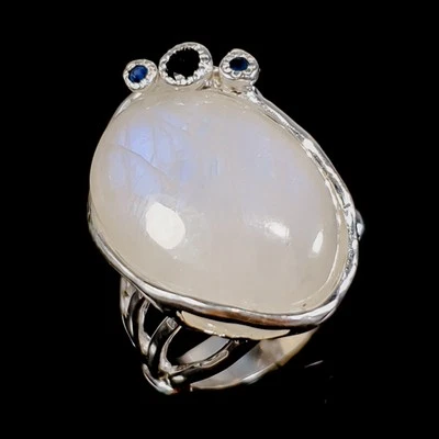 Vintage 26 ct Natural Moonstone Ring 925 Sterling Silver Size 7 /R416879 - Image 1 of 4