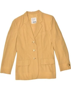 MOSCHINO Womens 3 Button Blazer Jacket UK 14 Large Beige Acetate BG80 - Picture 1 of 3