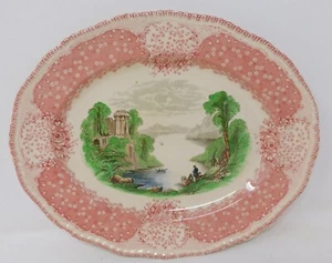 Royal Doulton "Chatham" Pattern 11.25" Oval Platter Pink / Red Hand Ptd Transfer - Picture 1 of 6