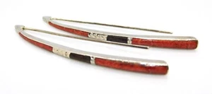 Silpada 925 Sterling Silver Coral & Wood Long Threader Earrings W1422 - Picture 1 of 7