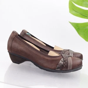 Abeo Women's Nellie Pump Size 8.5 N Low Block Heel Brown Leather Orthotic Comfy - Picture 1 of 13