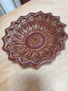 Jepson Pottery 10" Flower Patterned Raised Dish - Picture 1 of 6