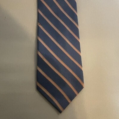 Gravata de seda listra azul Finamore Napoli - Imagem 1 de 3