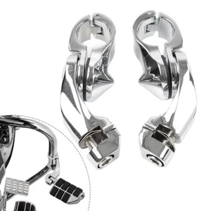 1 1/4" 32MM Short Angled Adjustable Highway Foot Peg Mount Kit For Harley - Foto 1 di 12