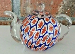 PISAPAPELES TETERA DE CRISTAL ARTÍSTICO MURANO MILLEFIORI DE COLECCIÓN - Imagen 1 de 7