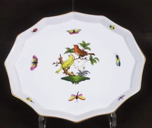 Herend Rothschild seltenes Tablett # 7632 / RO Vögel Schmetterlinge Top Zustand - Bild 1 von 9