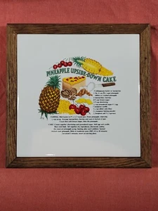 Vintage Italian Ceramic Square Trivet Pineapple Upside-Down Cake Recipe 9.5x9.5 - Picture 1 of 7