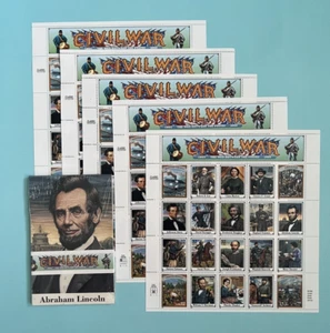Five Sheets x 20 = 100 Stamps + Postcard Set | American CIVIL WAR 32¢ #2975/8833 - Picture 1 of 4