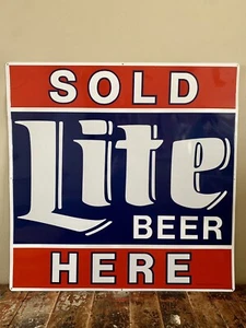 Large Metal Embossed Frame Miller Lite Beer Sold Here Sign Milwaukee Wisconsin - Picture 1 of 15