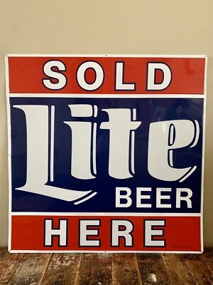 Large Metal Embossed Frame Miller Lite Beer Sold Here Sign Milwaukee Wisconsin - Image 1 of 4