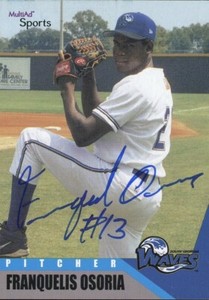 2002 South Georgia Waves FRANQUELIS OSORIA Signed Card autograph DODGERS PIRATE