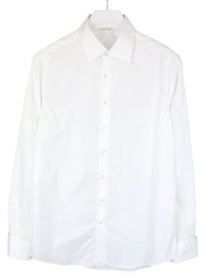 Camicia Formale Slim Fit Uomo LARGE Collo Alla Francese Bianca Con Bottoni - Immagine 1 di 4