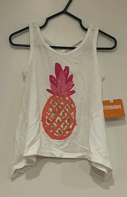 Blusa Gymboree infantil feminina glitter abacaxi costas cruzadas sem mangas branca 2T - Imagem 1 de 4