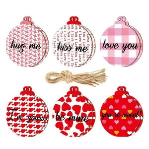 Valentines Day Decor Tree Decorations: 12pcs Valentines Heart Round Ornament - Picture 1 of 12