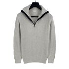 TOM TAILOR Grey Knitted Half Zip Sweater Pullover Size XL