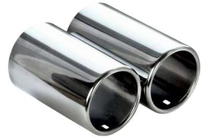 2x Terminali di Scarico Acciaio Cromato 132x75mm Mascherina Universale - Foto 1 di 4